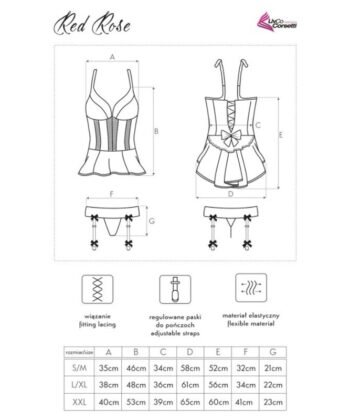 Visão alternativa de LIVCO CORSETTI FASHION - RED ROSE LC 90130 CORSET + PANTY ROJO