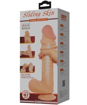PRETTY LOVE - SÉRIE SLIDING SKIN DILDO REALÍSTICO COM VENTOSA DESLIZANTE PELE CARNE 26 CM - Imagem 4
