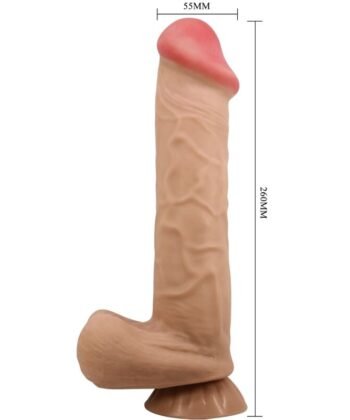 PRETTY LOVE - SÉRIE SLIDING SKIN DILDO REALÍSTICO COM VENTOSA DESLIZANTE PELE CARNE 26 CM
