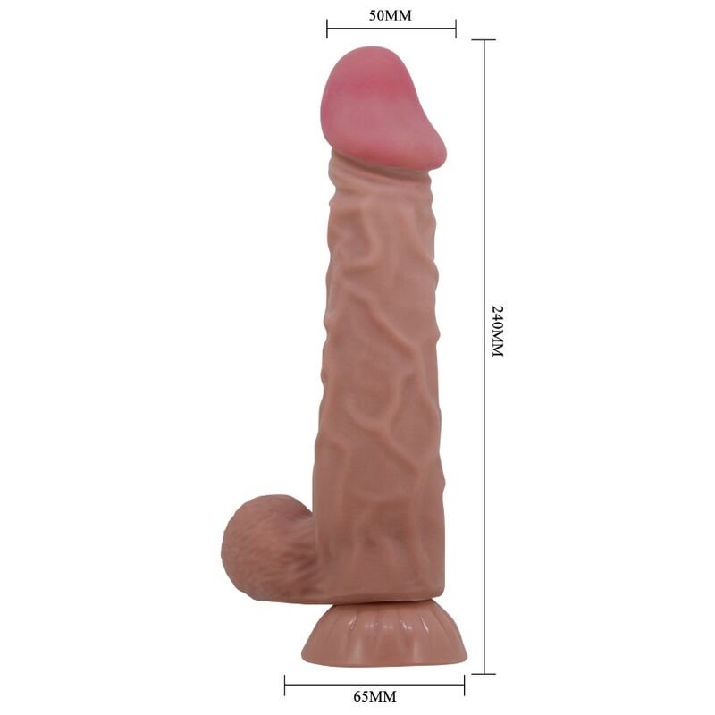 PRETTY LOVE - SÉRIE SLIDING SKIN DILDO REALÍSTICO COM VENTOSA DESLIZANTE PELE MARROM 24 CM - Image 3