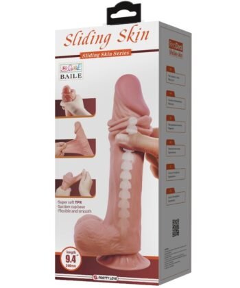 PRETTY LOVE - SÉRIE SLIDING SKIN DILDO REALÍSTICO COM VENTOSA DESLIZANTE PELE MARROM 24 CM