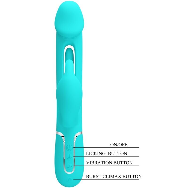 PRETTY LOVE - VIBRADOR COELHO DEJON 3 EM 1 MULTIFUNO AQUA VERDE - Image 3