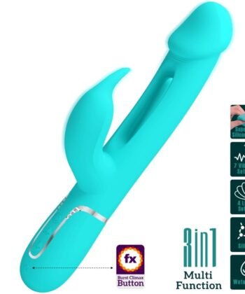 PRETTY LOVE - VIBRADOR COELHO DEJON 3 EM 1 MULTIFUNO AQUA VERDE