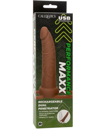 CALEXOTICS - PERFORMANCE MAXX RECARREGVEL DUPLO PENETRADOR PELE MARROM