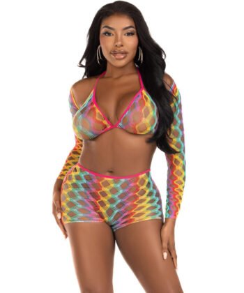 LEG AVENUE - CONJUNTO DE TRÊS PEÇAS MULTICOLOR