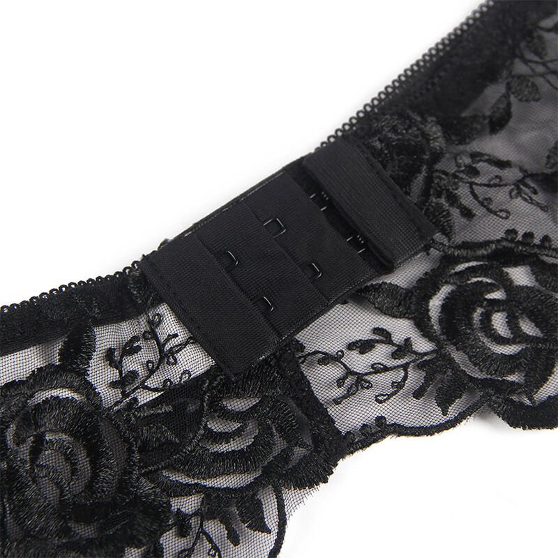 SUBBLIME - SET DE 3 PIEZAS SUJETADOR + TANGA + LIGA ESTAMPADO FLORAL NEGRO S/M - Imagem 5