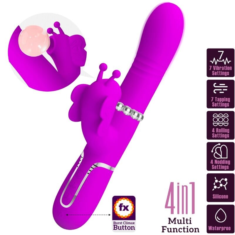 PRETTY LOVE - VIBRADOR COELHO MULTIFUNÇÕES 4 EM 1 BORBOLETE FÚCSIA - Image 5