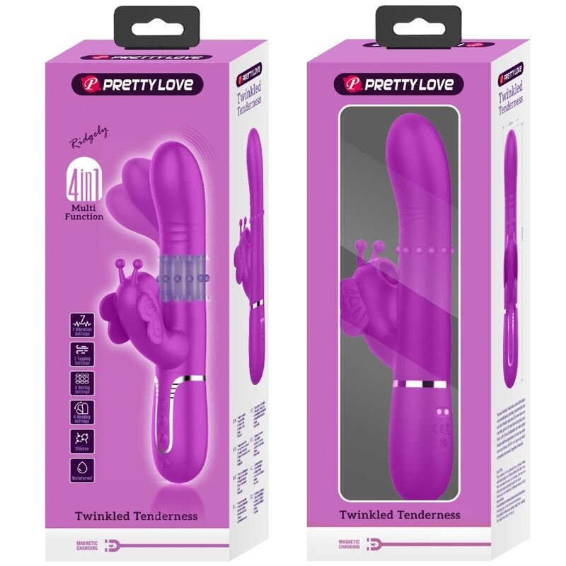 PRETTY LOVE - VIBRADOR COELHO MULTIFUNÇÕES 4 EM 1 BORBOLETE FÚCSIA - Image 2