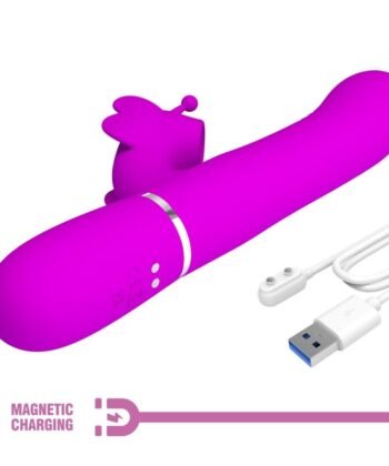 PRETTY LOVE - VIBRADOR COELHO MULTIFUNÇÕES 4 EM 1 BORBOLETE FÚCSIA