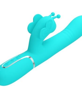 PRETTY LOVE - VIBRADOR COELHO MULTIFUNÇÕES 4 EM 1 BUTTERFLY AQUA VERDE