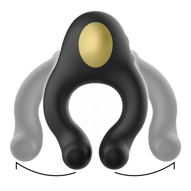 ARMONY - ANEL VIBRADOR DE SILICONE 3 MOTORES RECARREGÁVEIS PRETO - OURO - Imagem 2