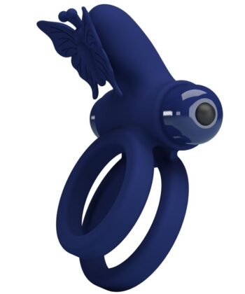 Visão alternativa de PRETTY LOVE - JAMELE ANEL DUPLO COM ESTIMULADOR DE VIBRAÇÃO E BORBOLETA AZUL