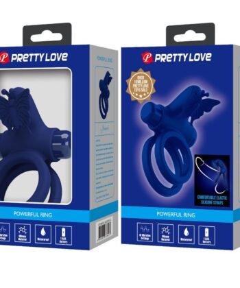PRETTY LOVE - JAMELE ANEL DUPLO COM ESTIMULADOR DE VIBRAÇÃO E BORBOLETA AZUL