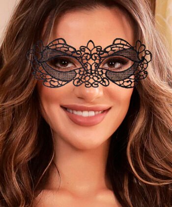 QUEEN LINGERIE - MSCARA DE RENDA PRETA MODELO 4