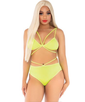 LEG AVENUE - TOP & BRAGAS CON TIRANTES AMARILLO
