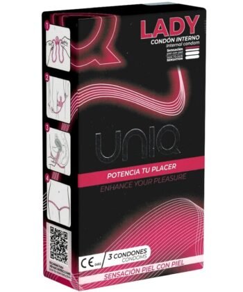 UNIQ - LADY CONDOM PRESERVATIVOS FEMININOS SEM LÁTEX COM CINTA LIGA 3 UNIDADES