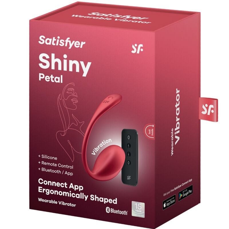 SATISFYER - SHINY PETAL ESTIMULADOR DE CONTROLE REMOTO G POINT VERMELHO APLICATIVO GRATUITO - Imagem 3