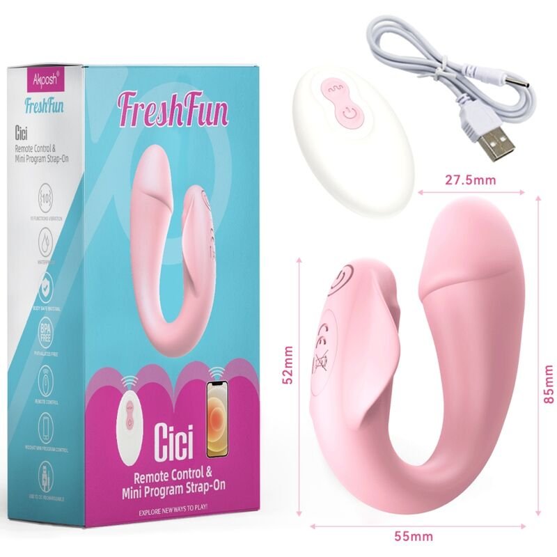 ARMONY - FRESHFUN CICI STAP-ON VIBRADOR CONTROLE REMOTO E APLICATIVO 10 VIBRAÇÕES ROSA - Image 3