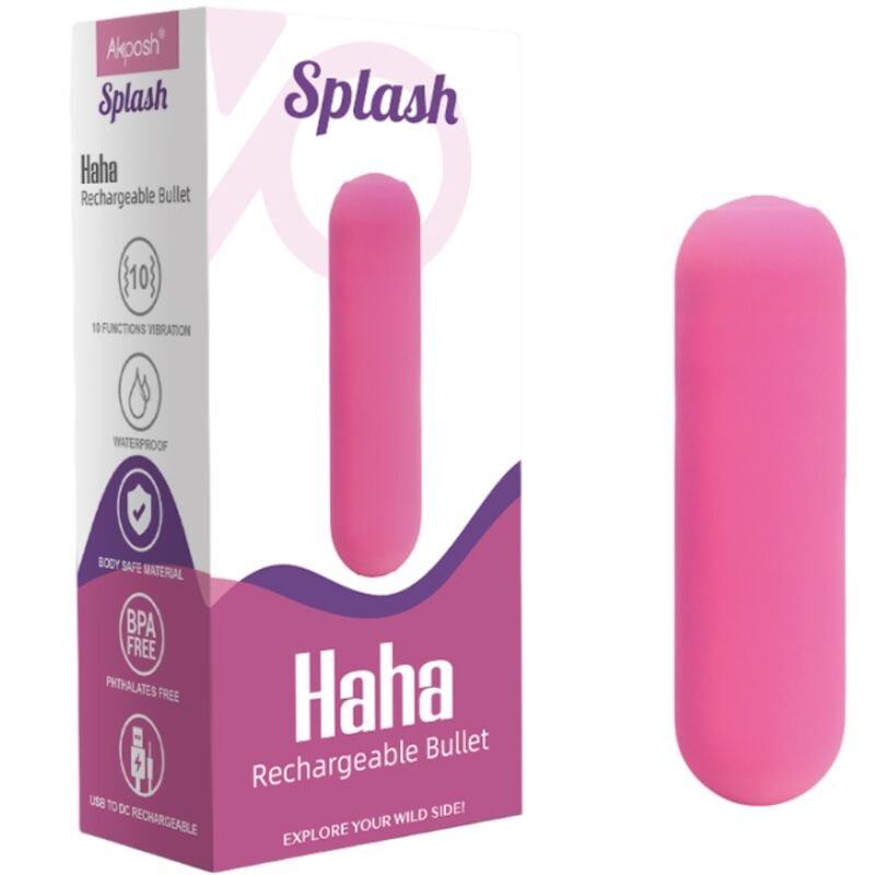 ARMONY - SPLASH HAHA VIBRADOR BALA SILICONE 10 VIBRAÇÕES 75 X 19 CM ROSA - Imagem 3