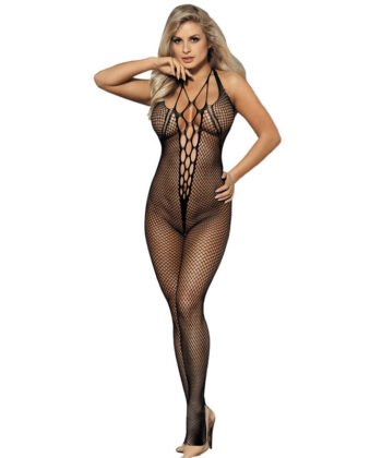 SUBBLIME - 951788 BODYSTOCKING LONGO DE REDE COM TIRAS NO PEITO E NAS COSTAS PRETO TAMANHO ÚNICO