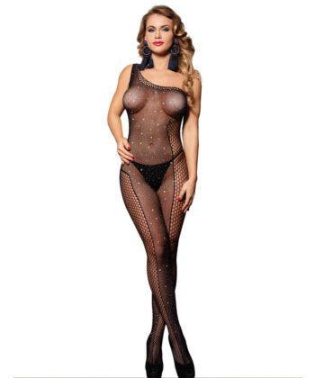 SUBBLIME - 952037 BODYSTOCKING DE ALTA COSTURA COM DIAMANTES PRETO TAMANHO ÚNICO