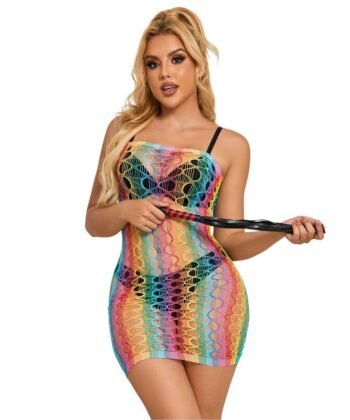SUBBLIME - 952365 RAINBOW BARE SHOULDER FISHNET VESTIDO TAMANHO ÚNICO
