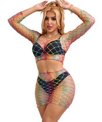 SUBBLIME - 952440 2 PEAS FISHNET CONJUNTO MANGA COMPRIDA ARCO-ÍRIS TAMANHO ÚNICO