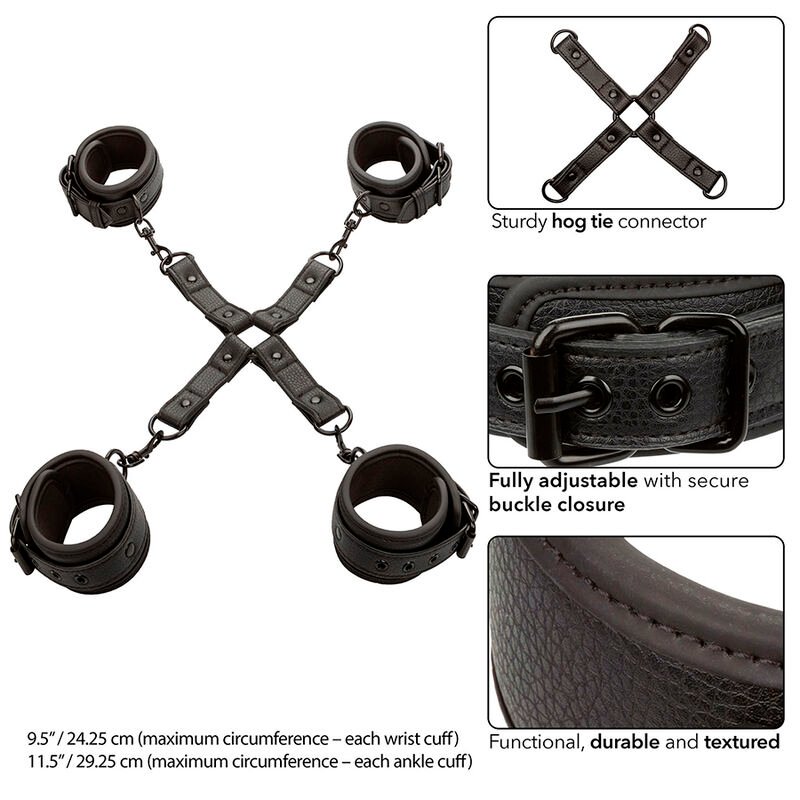 CALEXOTICS - NOCTURNAL CONECTOR HOG TIE CUERO AJUSTÁVEL PRETO - Imagem 2
