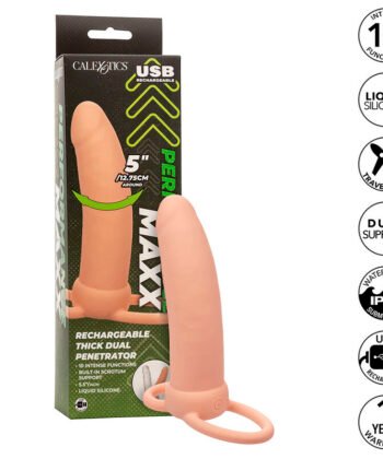 CALEXOTICS - MAXX THICK DUAL PENETRATOR 10 VIBRAÇÕES CARNE