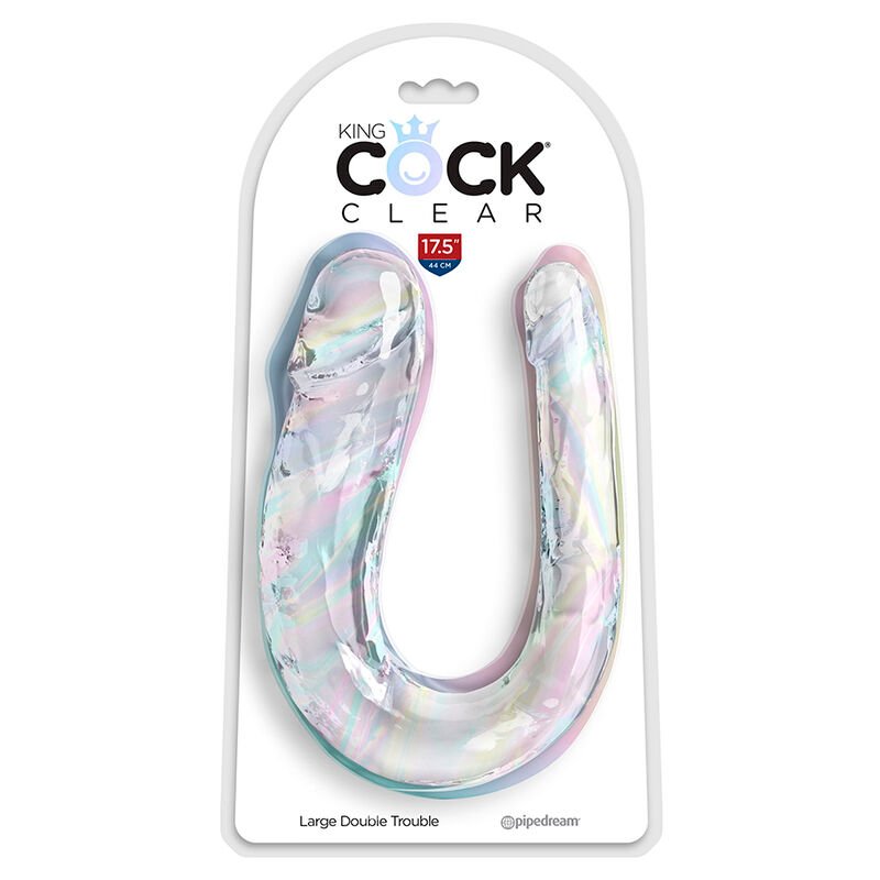 KING COCK - DOUBLE TROUBLE DILDO DUPLO 44 CM TRANSPARENTE - Imagem 2