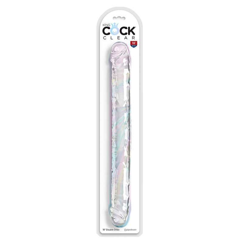 KING COCK - DOUBLE TROUBLE DILDO DUPLO 46 CM TRANSPARENTE - Imagem 4