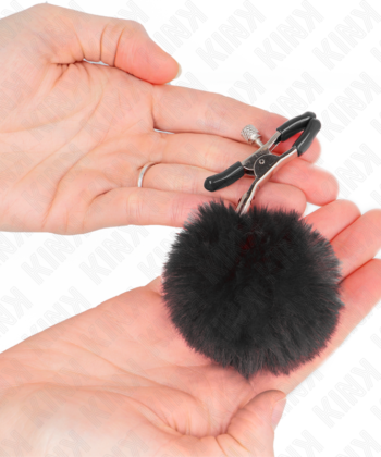 Alternative view of KINK - GRAMPO DE BOLA DE PELE FALSA PRETO 6 CM