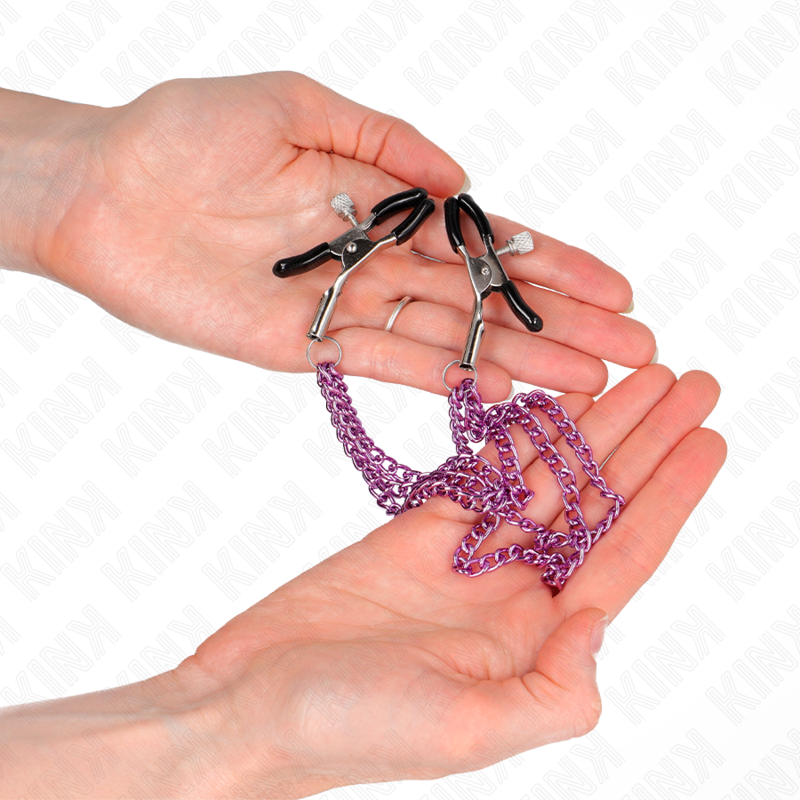 KINK - PINÇAS PARA BICOS COM 3 CORRENTES ROXO 20/23/28 CM - Image 2