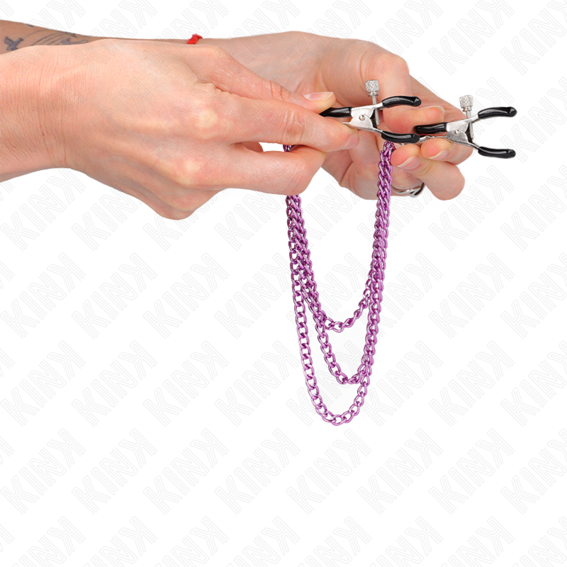 KINK - PINÇAS PARA BICOS COM 3 CORRENTES ROXO 20/23/28 CM - Image 3