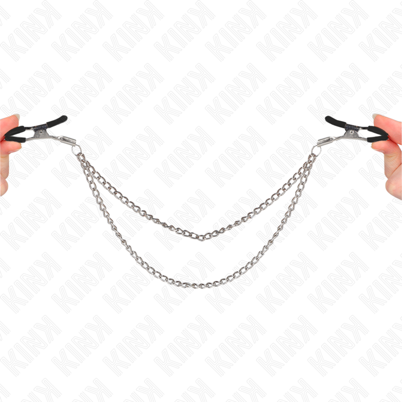 KINK - PINÇAS PARA BICOS COM 2 CORRENTES GROSSAS PRATA 20/23 CM - Image 5