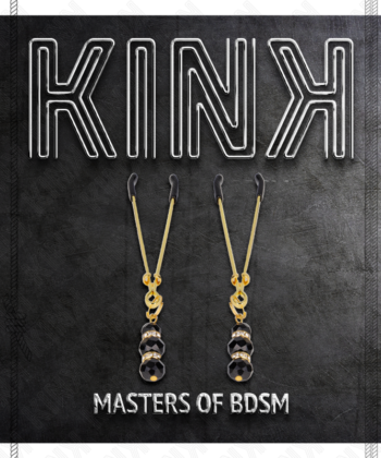 KINK - PINÇAS FINAS DOURADAS COM 3 CONTAS DE VIDRO PRETAS 7 CM - Imagem 4