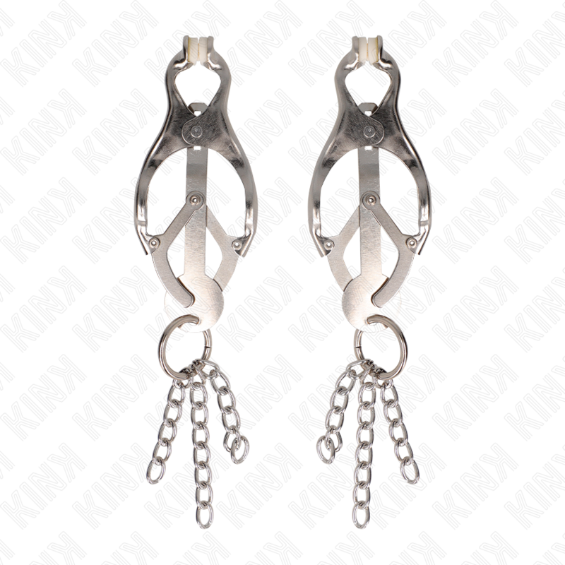KINK - PINÇAS DE TREVO JAPONÊS COM PEQUENAS CORRENTES PRATA - Image 5