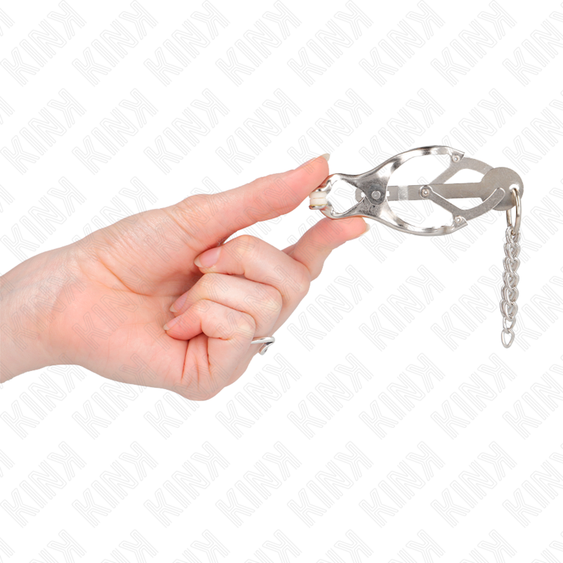 KINK - PINÇAS DE TREVO JAPONÊS COM PEQUENAS CORRENTES PRATA - Image 3