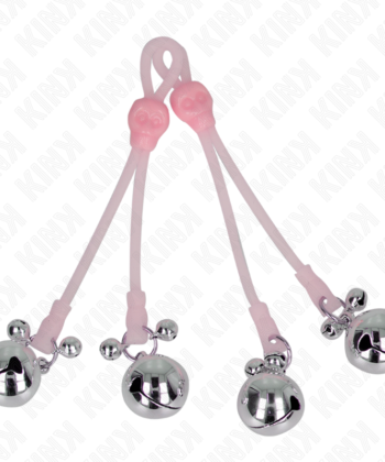 Visão alternativa de KINK - PINÇAS DE CRÂNIO LUMINOSAS COM ANEL SINOS AJUSTÁVEIS ROSA / PRATA