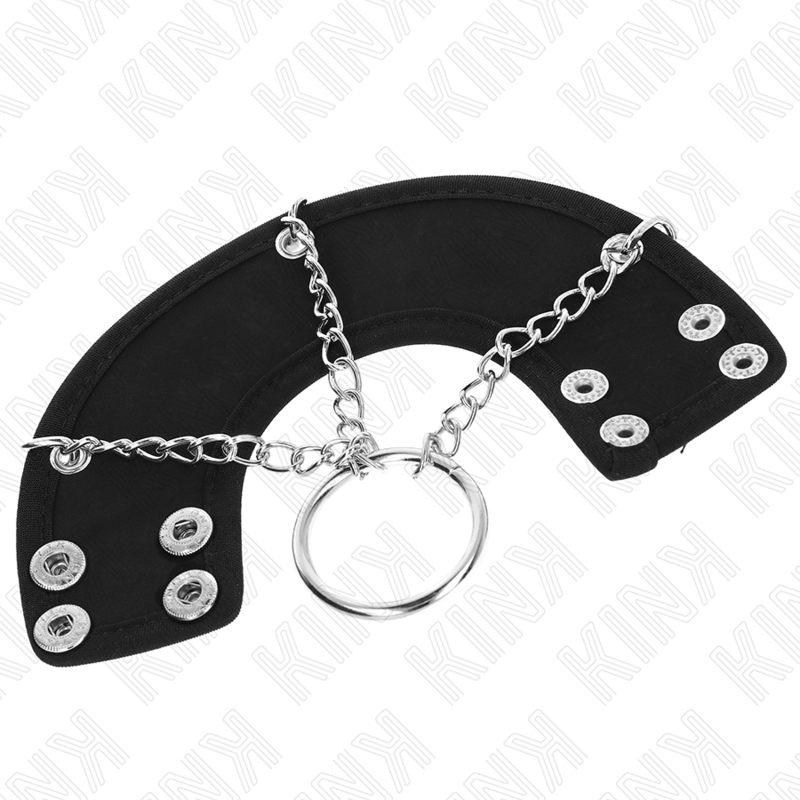 KINK - ANEL PARA PÊNIS 4 CM CORRENTE 7 CM METAL COM CINTO DE COURO - Imagem 2