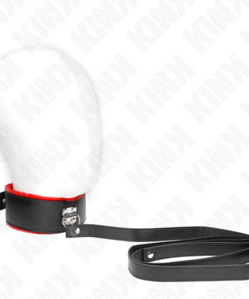 KINK - COLAR COM CINTO 116 CM COM ALÇA DE COURO VERMELHA AJUSTÁVEL 40-48 CM X 6 CM