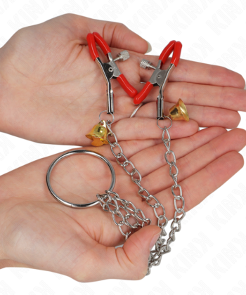 Visão alternativa de KINK - BELL TRIPLE NIPPLE AND CLIT CAMPS VERMELHO COM CORRENTE 30 CM