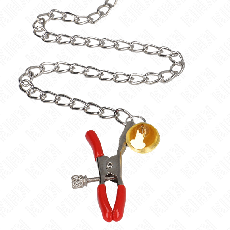 KINK - BELL TRIPLE NIPPLE AND CLIT CAMPS VERMELHO COM CORRENTE 30 CM - Imagem 4