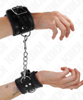 KINK - PULSO FORRO DE PELE PRETO COM CINTO PRETO AJUSTÁVEL 17-29 CM X 6 CM