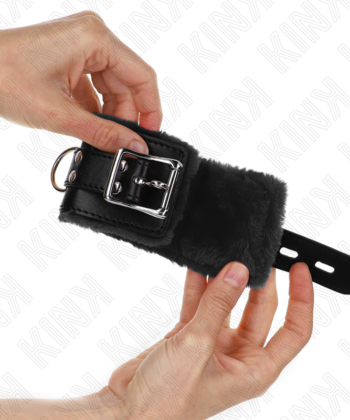 KINK - PULSO FORRO DE PELE PRETO COM CINTO PRETO AJUSTÁVEL 17-29 CM X 6 CM - Imagem 3