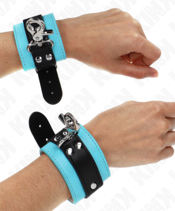 KINK - RETENÇÕES DE PULSO FECHÁVEIS PREMIUM PRETO / AZUL AJUSTÁVEIS 21-28 CM X 5,5 CM