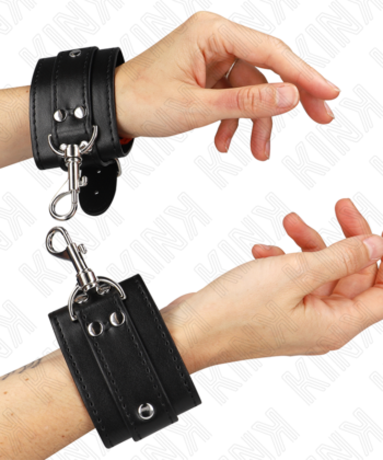 KINK - PROTEÇÕES DE PULSO DE MASMORRA COM BLOQUEIO PRETO AJUSTÁVEIS 21-28 CM X 5,5 CM