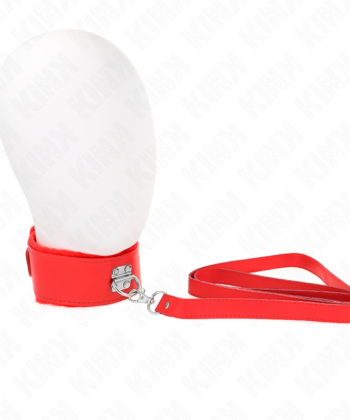KINK - COLAR COM TRELA 116 CM COM PREGOS PRATA MODELO 4 VERMELHO AJUSTÁVEL 40-48 CM X 6 CM