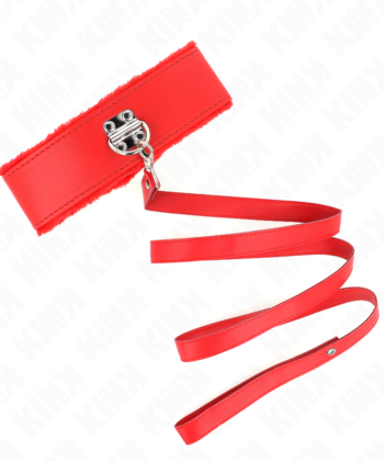 Visão alternativa de KINK - COLAR COM TRELA 116 CM COM PREGOS PRATA MODELO 4 VERMELHO AJUSTÁVEL 40-48 CM X 6 CM