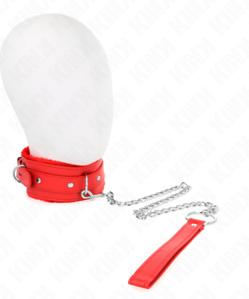 KINK - COLAR COM TRELA 65 CM COM RESTRIÇÕES VERMELHO 36-42 CM X 5,5 CM